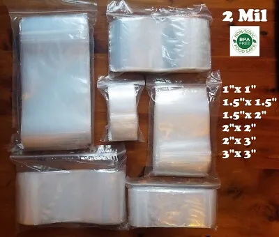 1.5 X2  3  Clear 2 Mil Plastic Zip Seal Bag Reclosable Lock 2Mil Small Baggies • $0.99