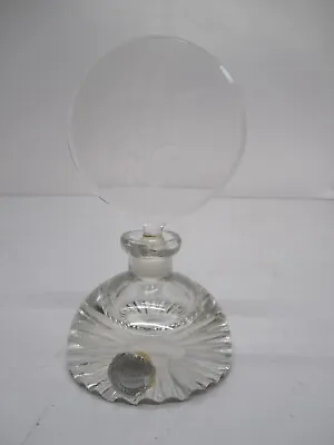 Vtg Clear Crystal Cut Glass Perfume Bottle W/ Etched Floral Stopper Irice German • $29.96