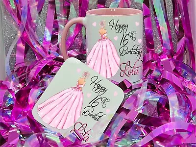 16th Birthday  Glitter Gift Mug Set Teenager Gift Mug For Daughter 18th Gift • £8.99