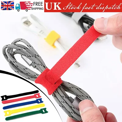 100Pcs Reusable Ties Hook And Loop Fastener Tape Nylon Velcros Cable Ties Strap • £7.85