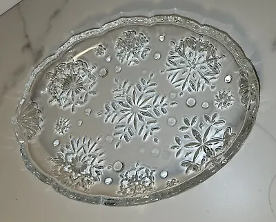 Mikasa Dessert Sweet Dish Platter Tray Snowflake 9.25” Crystal Glass Germany • $13.25