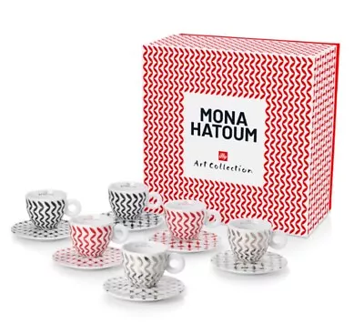 Illy Art Collection 2021 Mona Hatoum 6 Cappuccino Cups/Saucers Limited Ed • £220.86