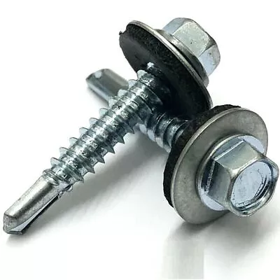 Self Drilling Tek Screws With Sealing Washers Zinc Plated For Metal Roofing • £97.61