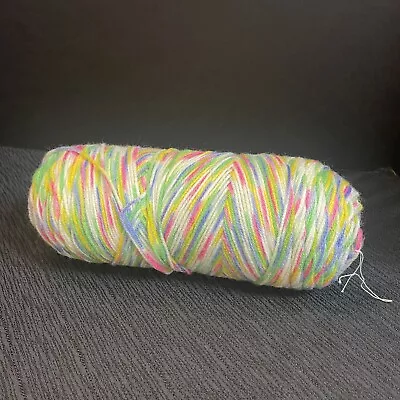 Vintage Acrylic Baby Yarn 1 Large Skein Rainbow Pink Green Blue Yellow White • $12.95