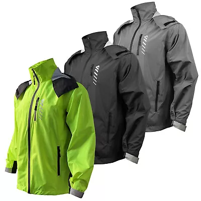 Wulibike Men's Rain Jacket Waterproof Hooded Raincoat Reflective Zipper Pockets • $44.28