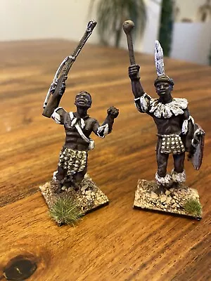 54mm WARGAMING ROLE PLAY METAL SOLDIERS PAINTED ZULU WARRIORS LOT 4 • £14.99
