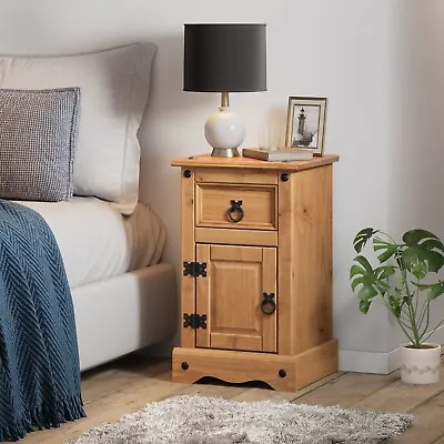 Corona Bedside Cabinet Pot Cupboard Table Mexican Pine By Mercers Furniture® • £44.99