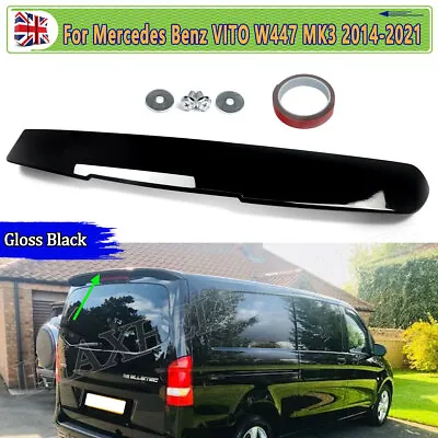 For Mercedes Vito W447 2015+ Gloss Black Sport Rear Tailgate Roof Spoiler Wing • £63.88