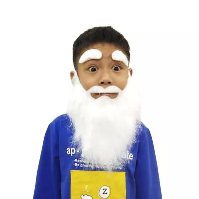 White Funny Mustache Fake Beard Eyebrows Children For Creative Party Cosplay Cos • £6.14