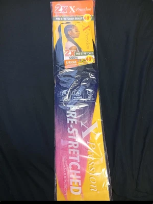 $4.99 • Buy X-pression 100% Kanekalon Braid Hair 2X Pre-Stretched 48” Purple & Pink 
