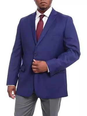 Mens Classic Fit Solid Royal Blue Two Button Wool Blazer Sportcoat • $79