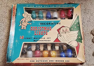 Vintage Christmas Tree 15 Indoor/Outdoor Light Set In Box C-9.25 • $12.99