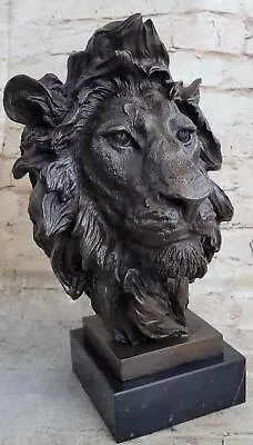 Hot Cast Bronze Lion Head Bust Sculpture Statue Original Art By Milo Marble Base • $449