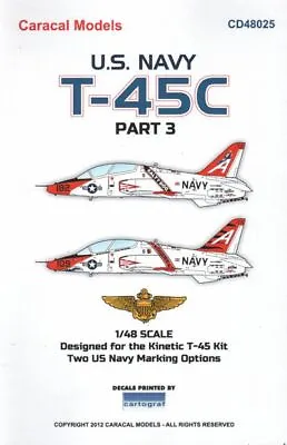 Caracal Models 1/48 48025 T-45C Goshawk US Navy Part 3 Decals • $16.49