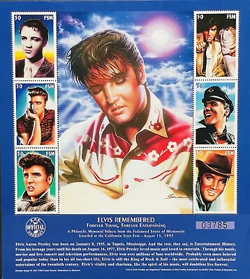 Micronesia Elvis Presley Stamps Sheet 1997 Mnh King Of Rock N Roll Entertainer • $10.24