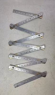 Vintage Dela Aluminum & Brass Folding Rule Ruler 1 Meter Metric 100cm • $24.99