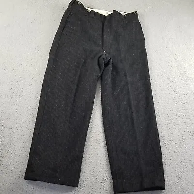 Vintage Woolrich Heavy Wool Hunting Malone Pants Men 32X27 Pinstripe Suspenders • $119.88