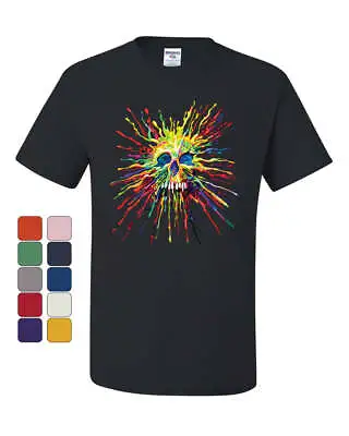 Paint Splatter Skull T-Shirt Multicolor Art Crazy Melting Drip Tee Shirt • $19.95