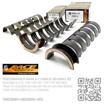 Acl Race Main & Conrod Bearings Std 149-161-179-186 Red Motor [holden Eh-hd-hr] • $206.50