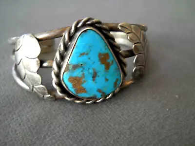 Native American Navajo Fool's Gold Morenci Turquoise Sterling Silver Bracelet • $185