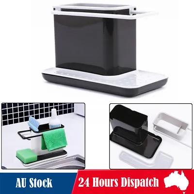$20.52 • Buy Plastic Kitchen Sink Caddy Sponge Holder Storage Organizer Drainer Rack Shelf AU