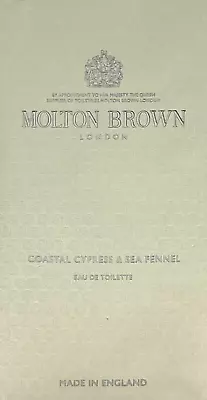 MOLTON BROWN COASTAL CYPRESS & SEA FENNEL EAU DE TOILETTE SPRAY 3.4 Oz / 100 Ml • $89.99