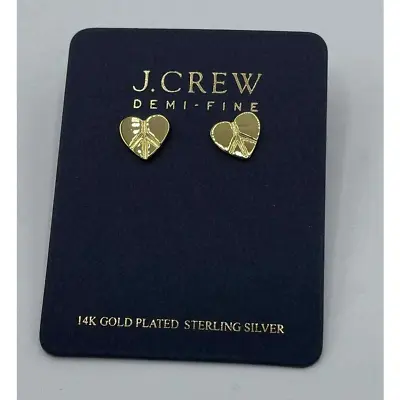 J. Crew Demi-fine 14k Gold-plated Peace Heart Earrings New Gift Bag • $20