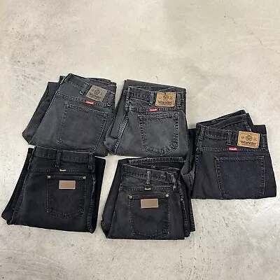 Lot Of 5 VTG Wrangler Black Denim Jeans Men’s 32-38” Waist Made In USA • $80