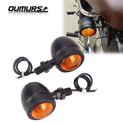 2x Black Motorcycle Bullet Turn Signal Light Indicators Blinkers Amber 12V • $8.95