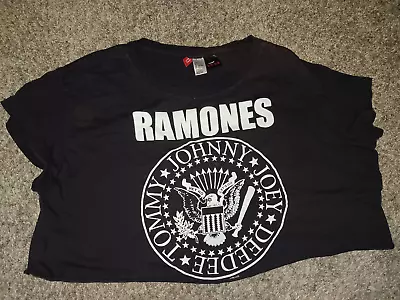 DIVIDED Women Top Large Black  Ramones T-Shirt Cropped 1 2 3 4  President Seal • £11.39