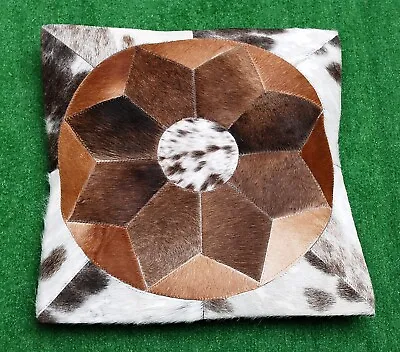Natural Cowhide Patchwork Pillow Cushion Hair ON Covers  Cushion Leather E-4354 • £0.99