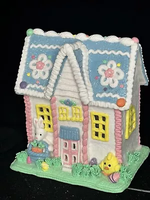 10” Easter Light Up Gingerbread House Candy Martha Stewart Pink Egg ￼ Frosting • £24.10
