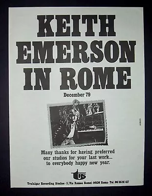 Keith Emerson In Rome (ELP) 1980 Short Print Poster Type Ad Promo Advert • £9.49