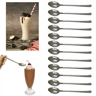 12 Pack Long Handle Stainless Spoons Mixing Ice Cream Coffee Tea Spoon Set 8  • $10.47