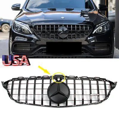 Black GT R Front Grille W/ Star For Mercedes C Class W205 C250 C350 2015-2018 • $84.45