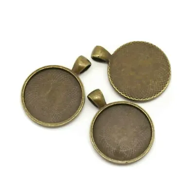 25mm Tray Antique Bronze Pendant Blanks Cabochons Necklace Setting Round Bezel  • £4.95