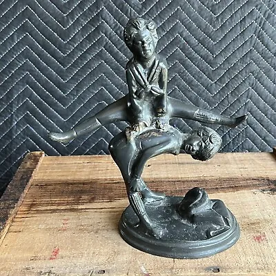 $24.99 • Buy Andrea By Sadek Vintage Bronze Sculpture Figurine Children Playing Leapfrog