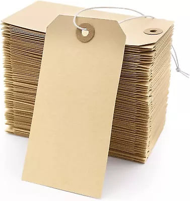 Blank Manila Shipping Tags With Elastic String - Coideal 120 PCS Strung Cardstoc • $27.78