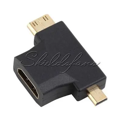 3 In 1 HDMI Female To Mini HDMI Male + Micro HDMI Male Adapter Connector Black • $2.57