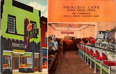 Vintage Postcard Art Deco Princess Cafe Diner Restaurant Iowa Falls Iowa • $6.99
