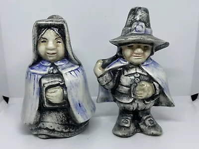 Vintage Ceramic Pilgrims Pair Thanksgiving Hand Painted Ceramic Bells 4” • $20