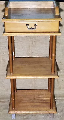 White Oak Entry Table With Drawer & Two Shelves 15  X 12  X 33.5  Tall VINTAGE  • $154.99