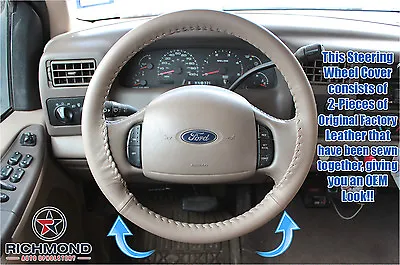 2000-2004 Ford F250 F350 F450 F550 Lariat -Leather Wrap Steering Wheel Cover Tan • $99.78