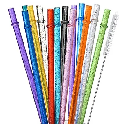 12 Piece 13 Inch Reusable Plastic Thick Drinking Straws BPA Free Mason Jar Straw • $11.74