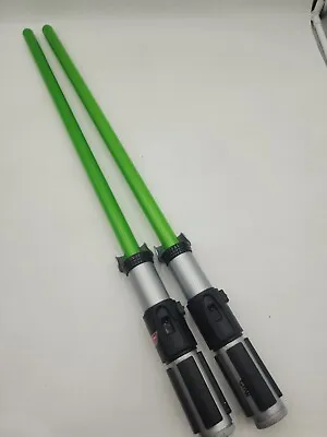 $28.45 • Buy Star Wars 2 Green LightSabers Lucasfilm Disney Store 2014 Rubber Grip Yoda PARTS