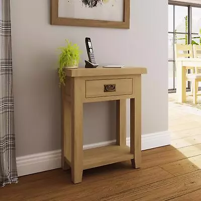 Telephone Table Solid Natural Oak 1 Drawer Living Room Furniture • £149