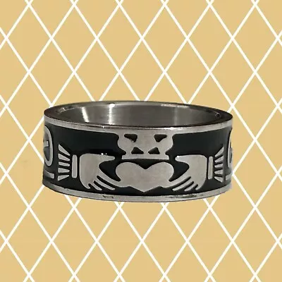 Celtic Knot Claddagh Band Ring (Titanium Or Stainless Steel) • $28