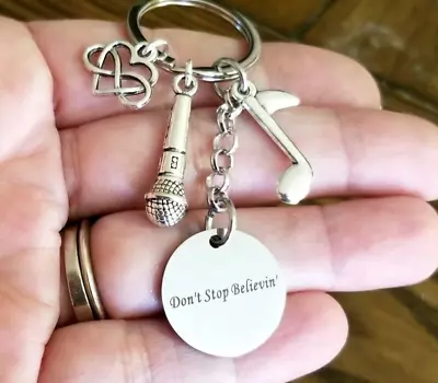 Don't Stop Believing Keychain Music Lover Key Ring  Steve Perry Journey Fan • $19.95