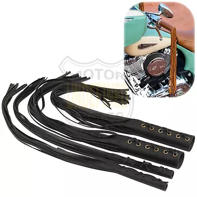 Universal Handlebar Grip Tassel Clutch Lever Fringe Covers Leather Motorcycle • $22.95