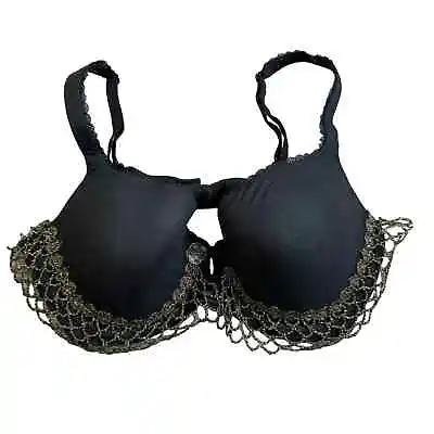  Victoria Secret Bra Body Demi Women’s Size 34D Black Lace Embellished Mermaid • $25